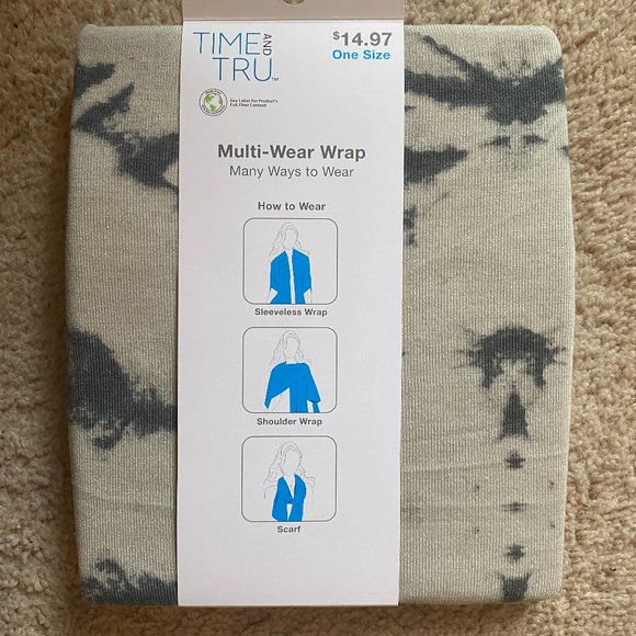 NWT Time And True Multi Wear Wrap Color Gray, Shoulder Wrap, Sleeveless Wrap - Picture 1 of 2
